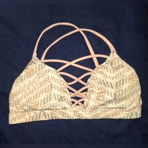 Victoria Sport Elegant Women's Crisscross Bralette - Pink and Tan